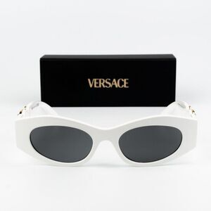 NEW Versace VE4480U 314/87 White Dark Grey Oval Unisex Sunglasses
